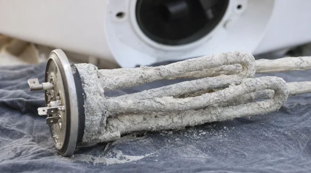 Illustrazione: resistenza di un boiler ricoperta di calcare